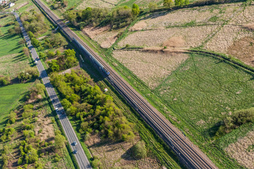 Fototapeta na wymiar aerial view of railway