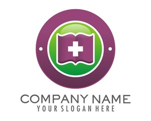 Obraz premium health medical book purple symbol logo image vector