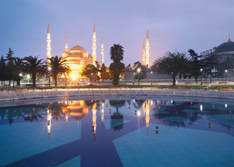 Fototapeta na wymiar Vintage style photo of Sultanahmet Blue Mosque