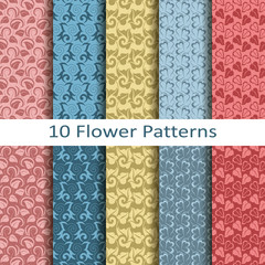 set of ten flower patterns
