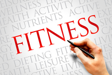 Fitness word cloud, health concept