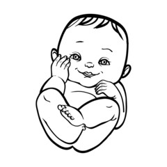 Newborn little  baby smiling. Vector illustration islated backgr