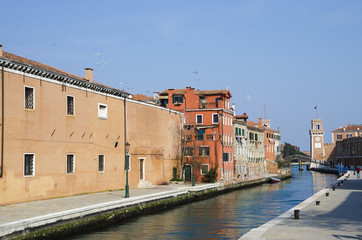 Venice, Arsenale historic shipyard, Gate and Canal View