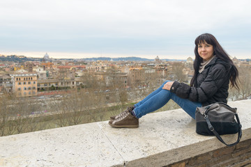 Girl and Landscape of Rome