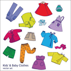 Children clothes vector set