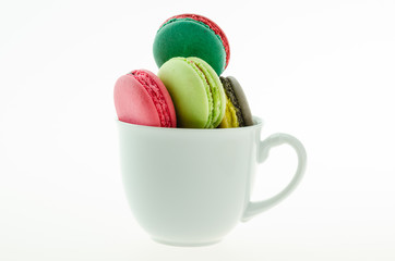 Macaron many colors on white background