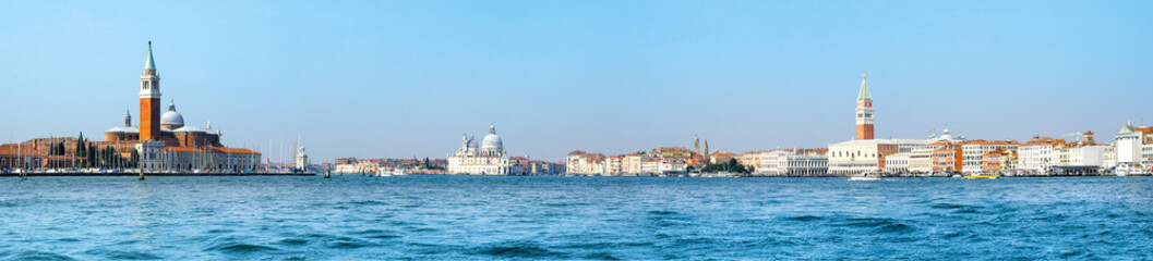Fototapeta na wymiar Panoramic view of best landmarks in Venice, Italy