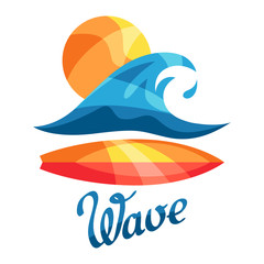 Bright surfing illustration or print for t-shirts