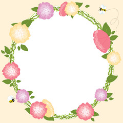 Floral Frame Set Flowers Wreath Wedding Card Vector Illustration