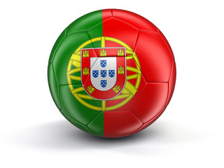 Obraz premium Soccer football with Portuguese flag. Image with clipping path