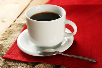 Cup of coffee on table, closeup
