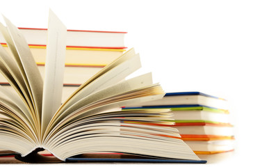 Composition with books isolated on white