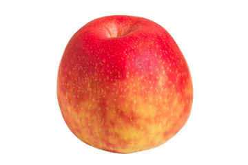 Close-up of a whole red apple, isolated on white background