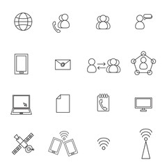 media and communication line icon set vector