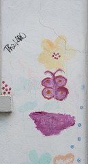 Wandzeichnung - Blume und Schmetterling