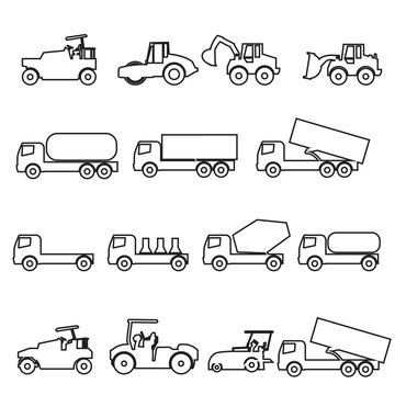 car  icon  truk line set vector Illustration on white background