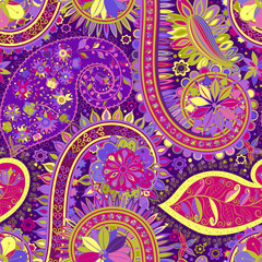 Vintage floral motif ethnic seamless background.