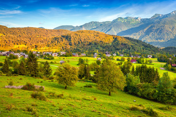 Colorful summer morning on the Stara Fuzina village