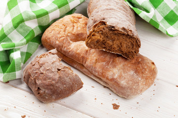 White and brown ciabatta