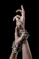Hands tied chain, kidnapping, dependence, loneliness, social