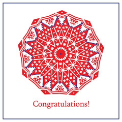 Greeting card with ethnic ornament pattern in different colors