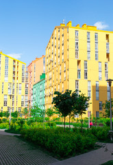 Aerial view on colorful residential buildings.