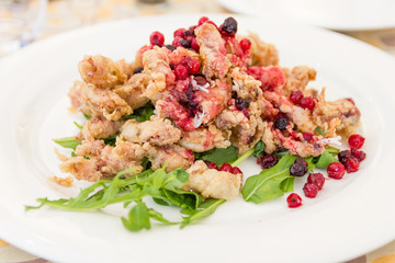 Squid with berries