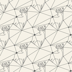 Fototapeta na wymiar Seamless deer line pattern tile background geometric