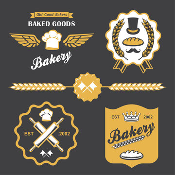 bakery bread vintage retro badges labels logo