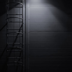 Fire emergency rescue access escape ladder stairway, wall