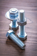 Vintage brown wood board with group of repairing objects mainten