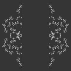 Black and white card design with ornate floral pattern