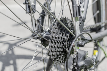 Fototapeta na wymiar geölte Fahrradkette im Detail