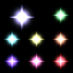 Set of Vector glowing light effect stars 2