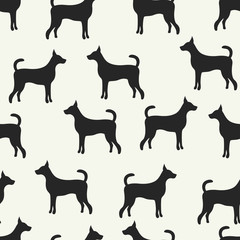 Animal seamless vector pattern of dog silhouettes