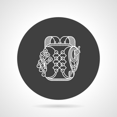 Hike backpack black round vector icon