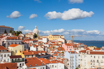Fototapeta premium Lisbon rooftop from Portas do sol viewpoint - Miradouro in Portu
