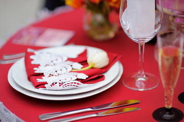 Stylish red table set