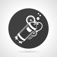 Oxygen cylinder black round vector icon