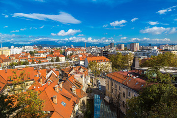 Fototapeta na wymiar Aerial view of Ljubljana in Slovenia