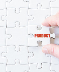 Missing jigsaw puzzle piece with word  PRODUCT