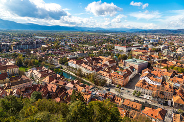 Fototapeta premium Aerial view of Ljubljana in Slovenia
