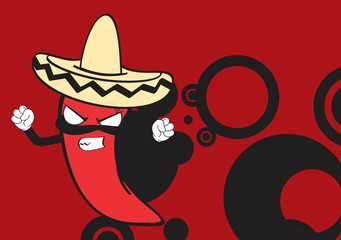 mexican mariachi chilli cartoon background in vector format