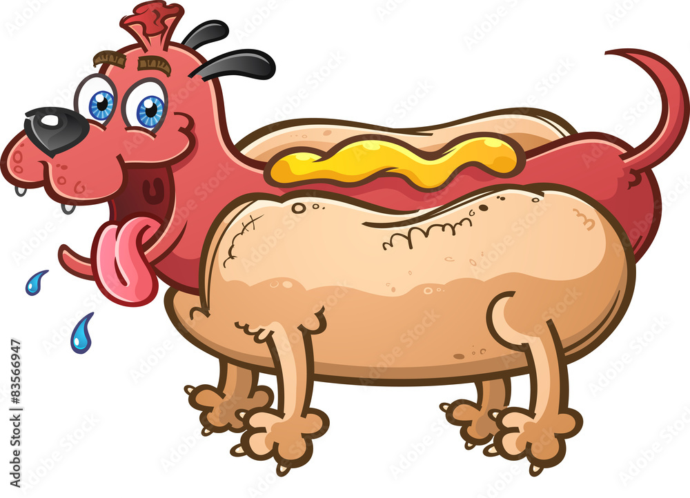 Wall mural Pet Hot Dog Cartoon Character