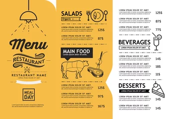 Fotobehang hipster and vintage art restaurant menu design template. © phaisarnwong2517
