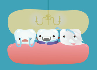 Trick or treat surprise of dental concept