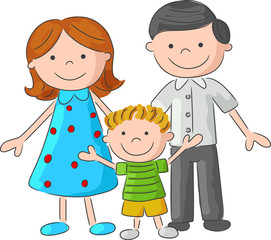 Happy family sketch.vector illustration