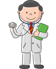 Doctor holding blank sign and stethoscope.vector illustration