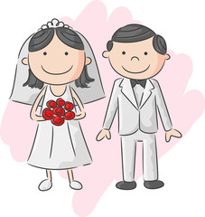 Illustration of bride and groom 