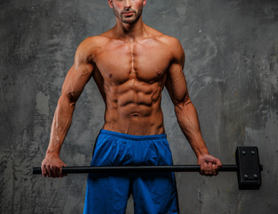 Fototapeta na wymiar Muscular shirtless fitness man